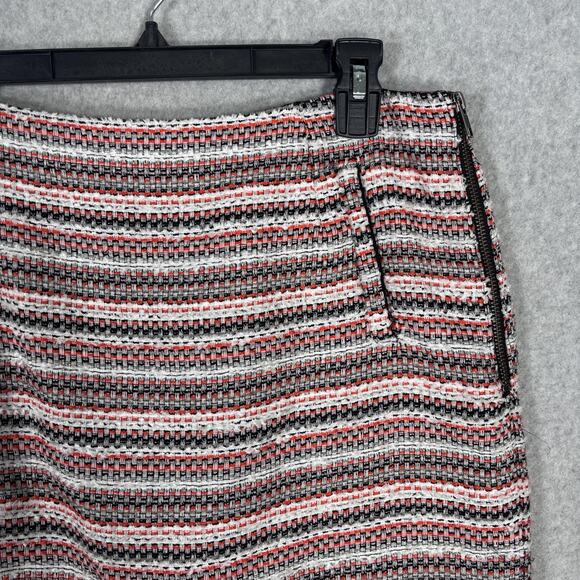 Halogen Tweed Mini‎ Skirt 8 Orange Textured Zipper Pockets Old Money Academia - Picture 2 of 13